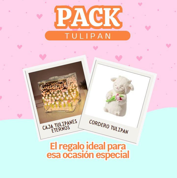 Peluche Corderito Tulipán + lampara de tulipanes infinitos